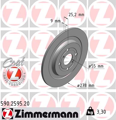 Tarcza hamulcowa ZIMMERMANN 590.2595.20