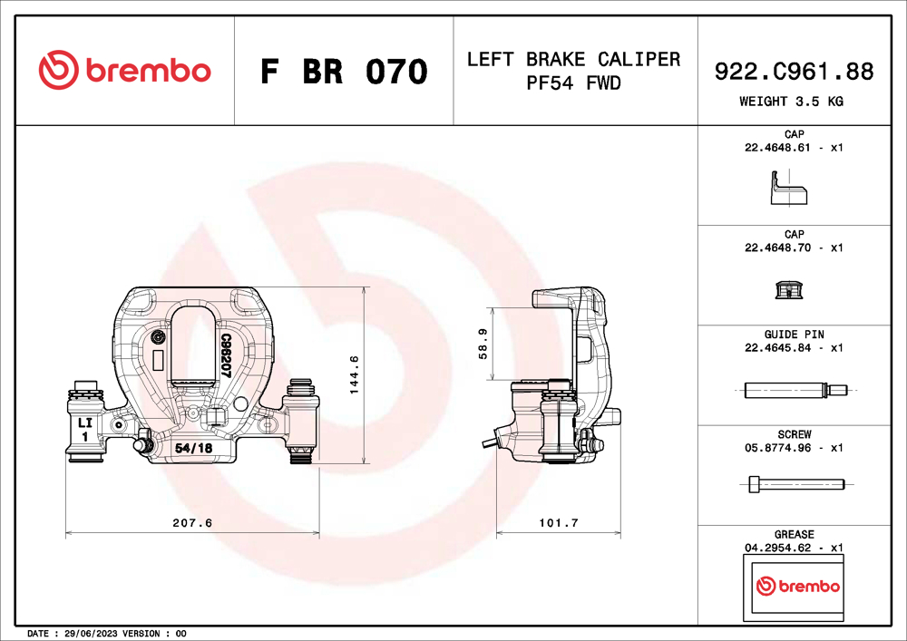 Zacisk hamulca BREMBO F BR 070