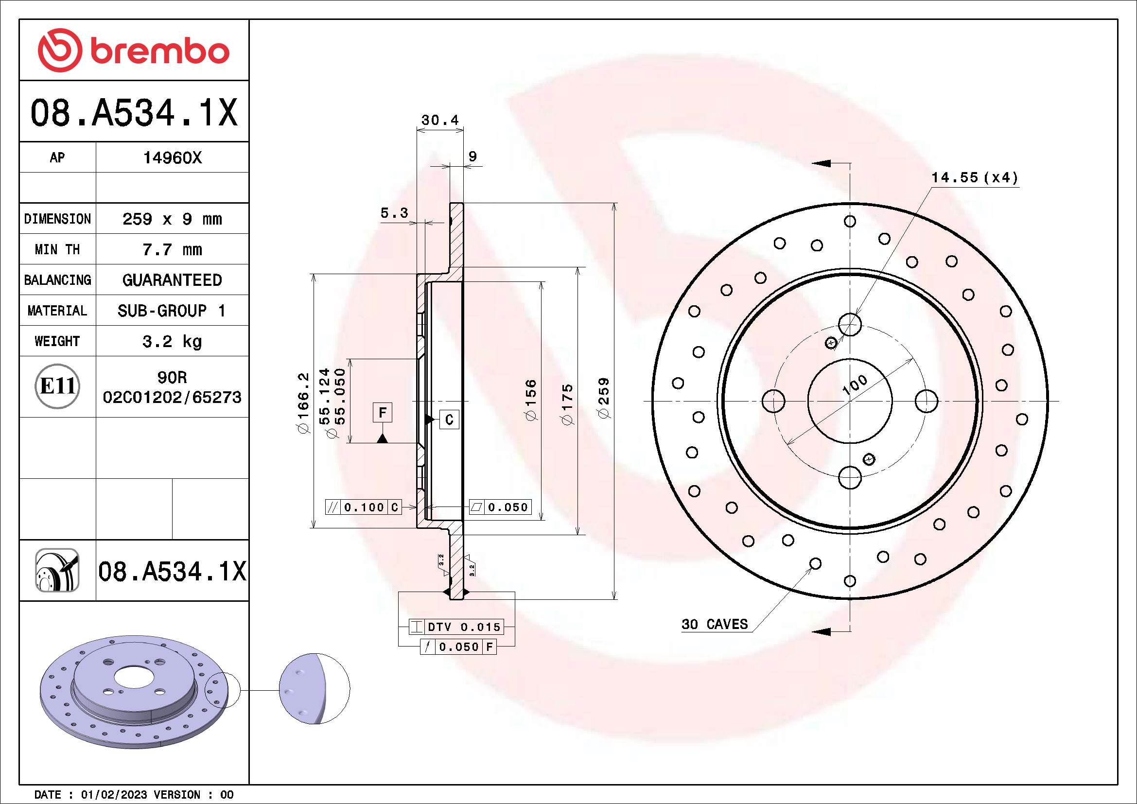 Tarcza hamulcowa BREMBO 08.A534.1X