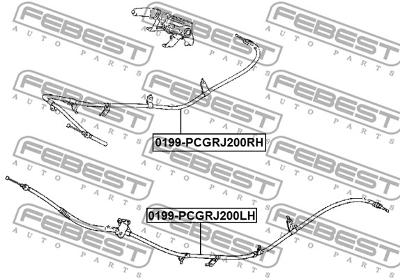 Linka hamulca ręcznego FEBEST 0199-PCGRJ200RH