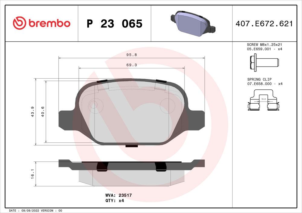 Klocki hamulcowe BREMBO P 23 065