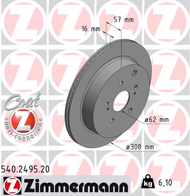 Tarcza hamulcowa ZIMMERMANN 540.2495.20