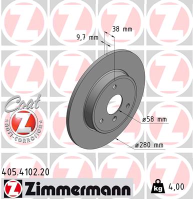 Tarcza hamulcowa ZIMMERMANN 405.4102.20