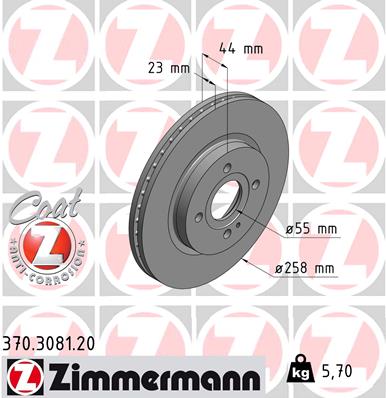 Tarcza hamulcowa ZIMMERMANN 370.3081.20