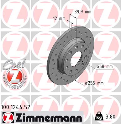 Tarcza hamulcowa ZIMMERMANN 100.1244.52