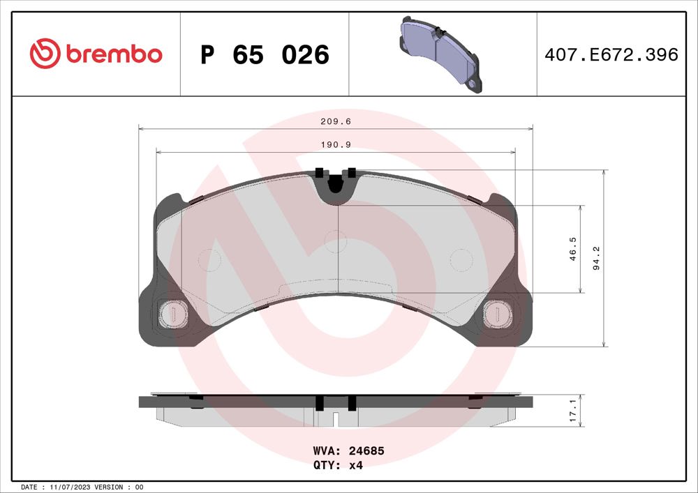 Klocki hamulcowe BREMBO P 65 026