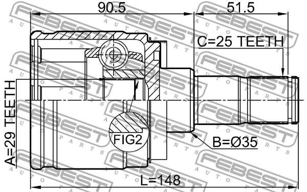 Przegub FEBEST 0411-H77WRH