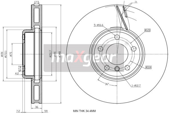 Tarcza hamulcowa MAXGEAR 19-3233