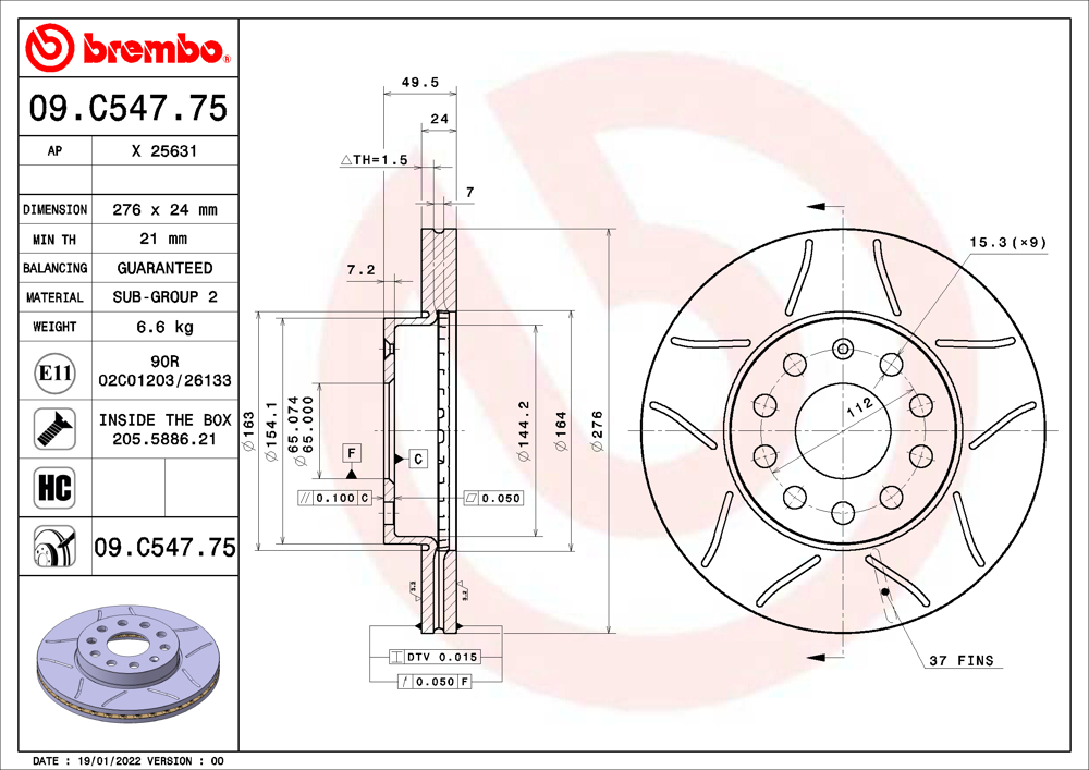 Tarcza hamulcowa BREMBO 09.C547.75