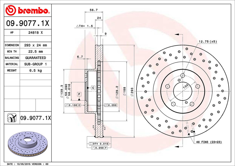 Tarcza hamulcowa BREMBO 09.9077.1X