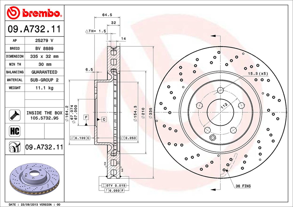 Tarcza hamulcowa BREMBO 09.A732.11