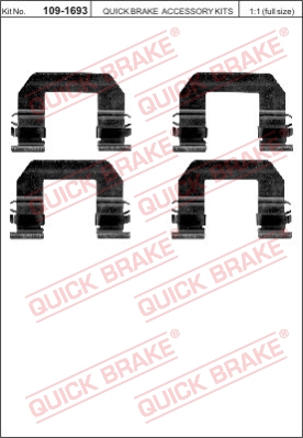 Zestaw akcesoriów montażowych  klocków hamulcowych QUICK BRAKE 109-1693