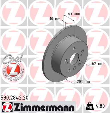 Tarcza hamulcowa ZIMMERMANN 590.2842.20