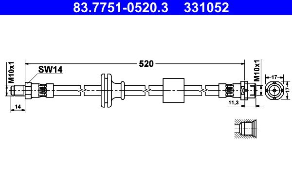 Przewód hamulcowy elastyczny ATE 83.7751-0520.3