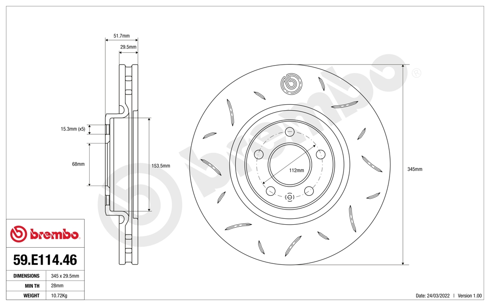 Tarcza do hamulców o wysokiej skutecznosci BREMBO 59.E114.46