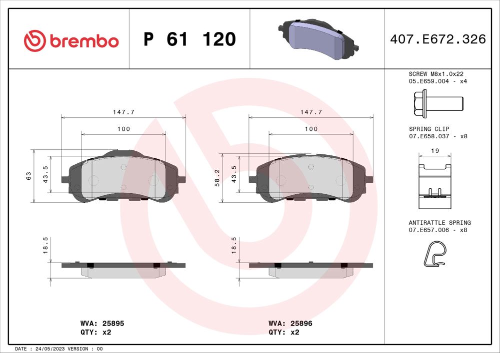 Klocki hamulcowe BREMBO P 61 120