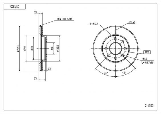 Tarcza hamulcowa HART 214 305