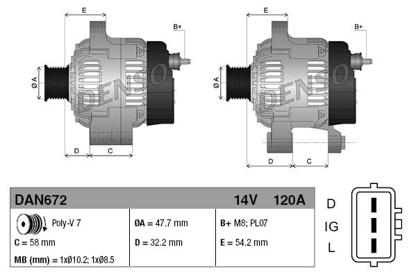 Alternator DENSO DAN672