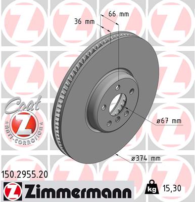 Tarcza hamulcowa ZIMMERMANN 150.2955.20