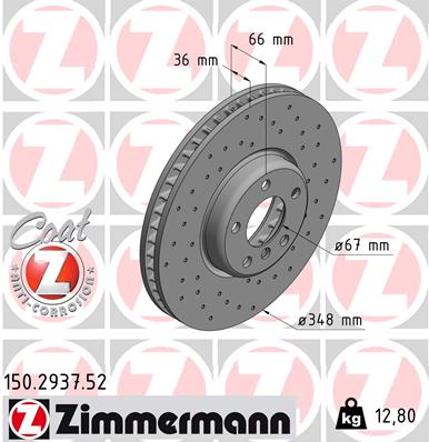 Tarcza hamulcowa ZIMMERMANN 150.2937.52