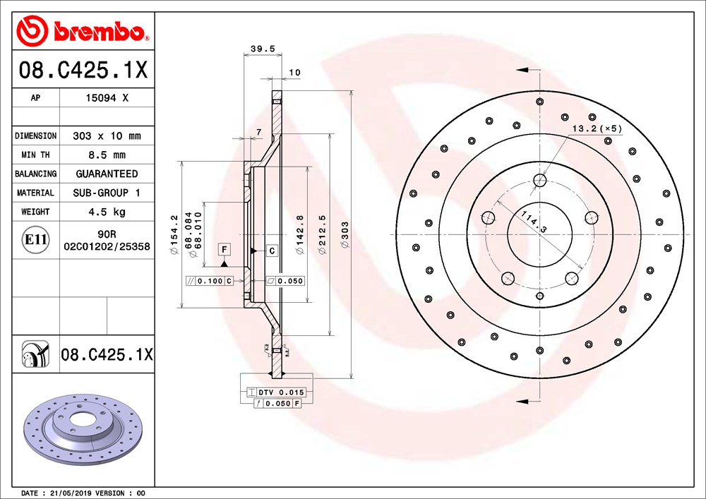 Tarcza hamulcowa BREMBO 08.C425.1X