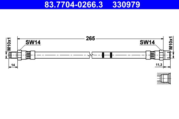 Przewód hamulcowy elastyczny ATE 83.7704-0266.3