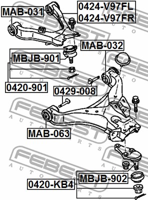 Tuleja wahacza FEBEST MAB-031