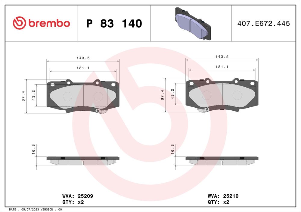 Klocki hamulcowe BREMBO P 83 140