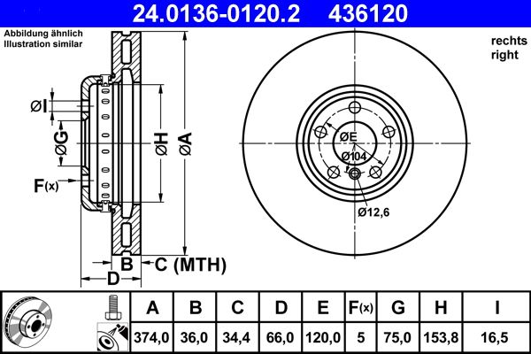 Tarcza hamulcowa ATE 24.0136-0120.2