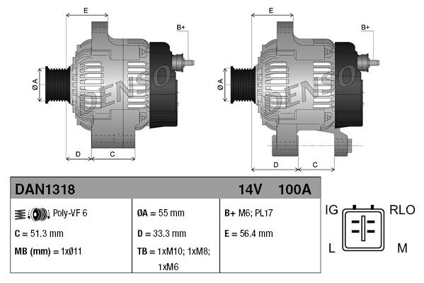 Alternator DENSO DAN1318