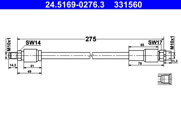 Przewód hamulcowy elastyczny ATE 24.5169-0276.3