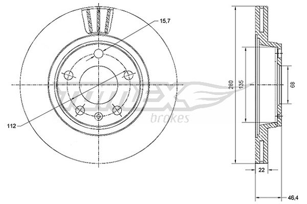 Tarcza hamulcowa TOMEX BRAKES TX 70-21