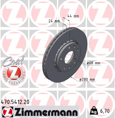 Tarcza hamulcowa ZIMMERMANN 470.5412.20