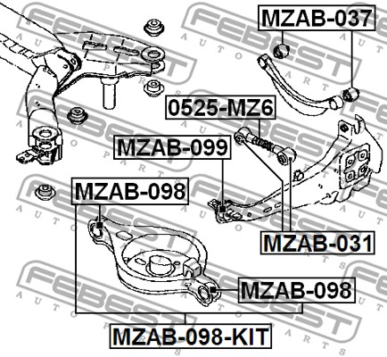 Tuleja wahacza FEBEST MZAB-098-KIT