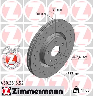 Tarcza hamulcowa ZIMMERMANN 430.2616.52
