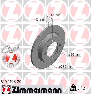 Tarcza hamulcowa ZIMMERMANN 610.1198.20