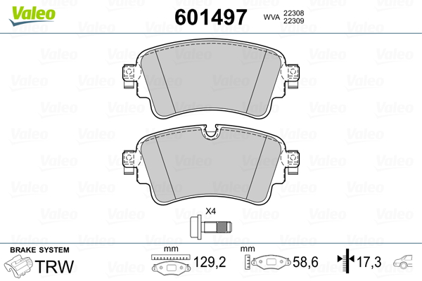 Klocki hamulcowe VALEO 601497
