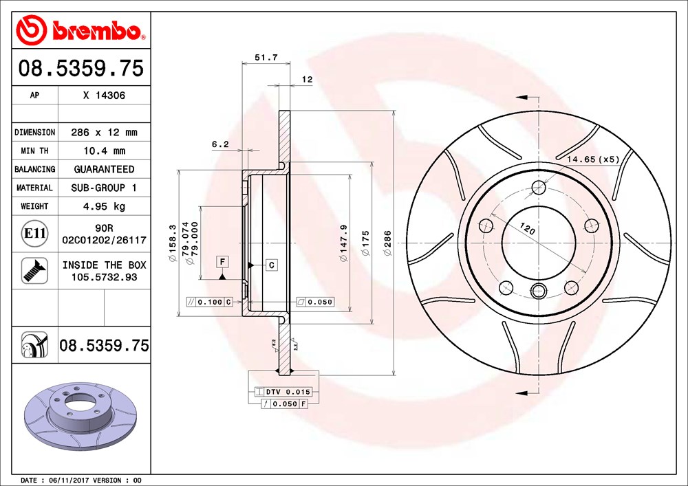 Tarcza hamulcowa BREMBO 08.5359.75