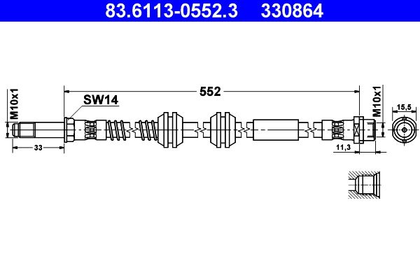 Przewód hamulcowy elastyczny ATE 83.6113-0552.3