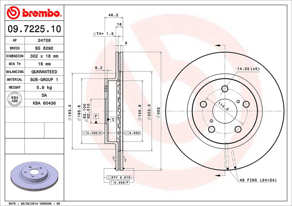 Tarcza hamulcowa BREMBO 09.7225.10