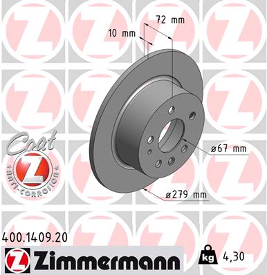 Tarcza hamulcowa ZIMMERMANN 400.1409.20