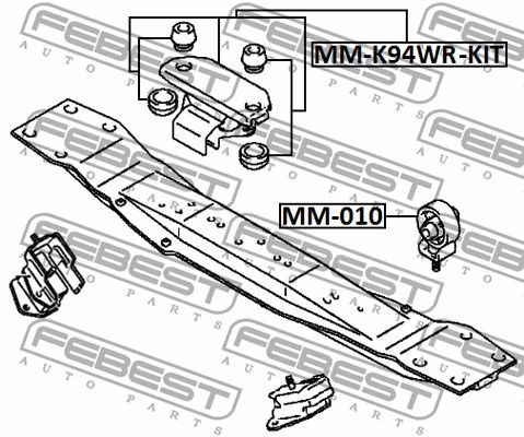 Poduszka skrzyni biegów FEBEST MM-K94WR-KIT