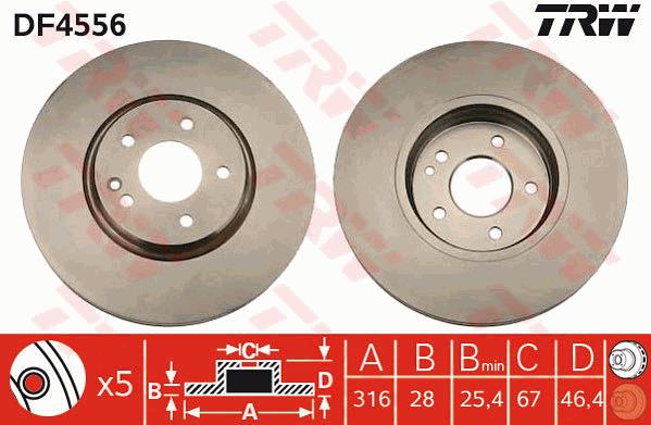 Tarcza hamulcowa TRW DF4556