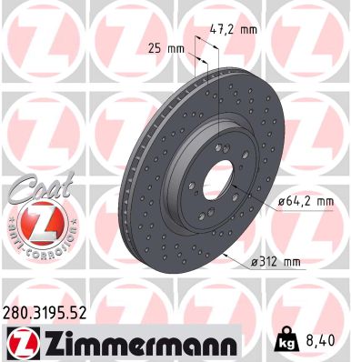 Tarcza hamulcowa ZIMMERMANN 280.3195.52