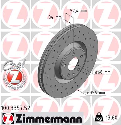 Tarcza hamulcowa ZIMMERMANN 100.3357.52