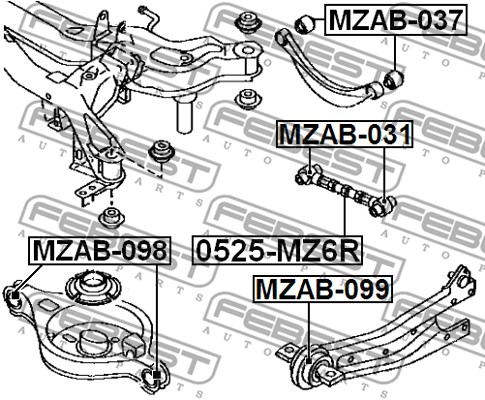 Wahacz zawieszenia koła FEBEST 0525-MZ6R