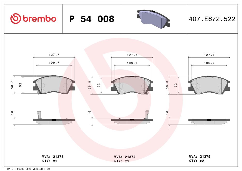 Klocki hamulcowe BREMBO P 54 008