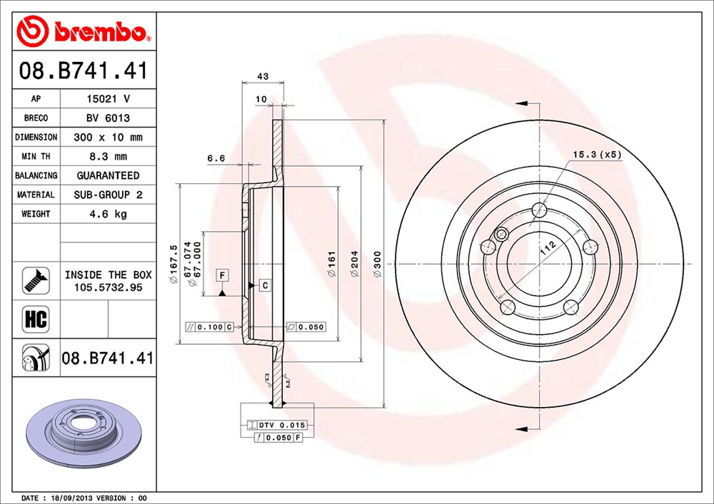 Tarcza hamulcowa BREMBO 08.B741.41