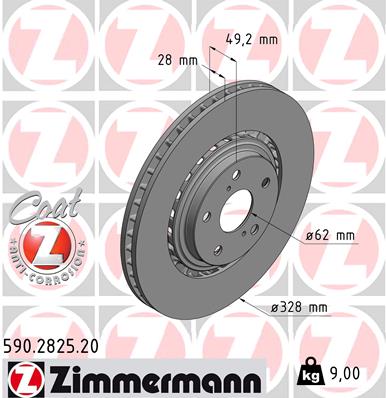 Tarcza hamulcowa ZIMMERMANN 590.2825.20