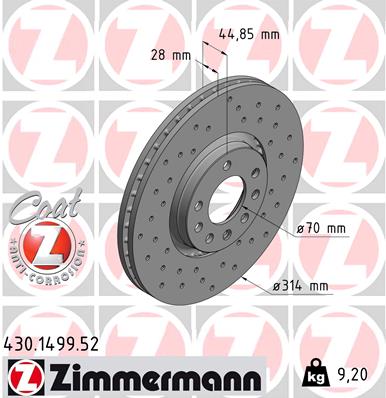 Tarcza hamulcowa ZIMMERMANN 430.1499.52